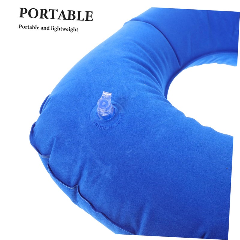 2Pcs Inflatable Travel Neck Pillow U Shaped Support Washable Blue for Airplane Car Office - Image 4
