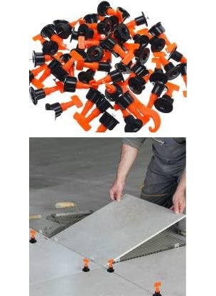 FLAMINGO ENTERPRISE FLAMINGO ENTERPRISE 50 PCS Tile Leveling System Kit Reusable Tile Leveler Needle with Tiles Spacers Lever Tool 122 inch  - Image 1