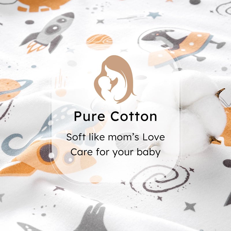 FIEMOL Baby Sleep Sack 6-12 months, 100% Cotton Sleeping Sack for Newborn and Infant, 3 Pack Baby Wearable Blanket for Boy and Girl, 0.5 Tog Lightweight Double Zipper Sleep Bag Coffee Dinosaur Planet - Image 5