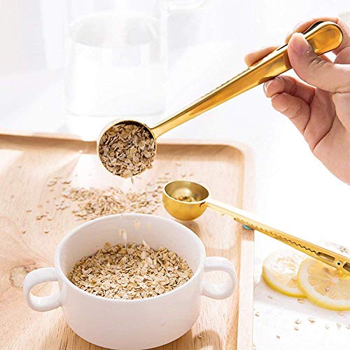 Bridge2shopping Stainless Steel Coffee Scoop with Bag Clip, Golden - Image 3