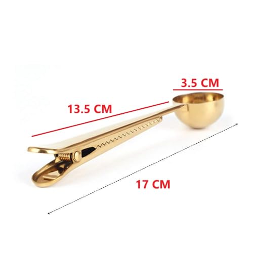 Bridge2shopping Stainless Steel Coffee Scoop with Bag Clip, Golden - Image 2