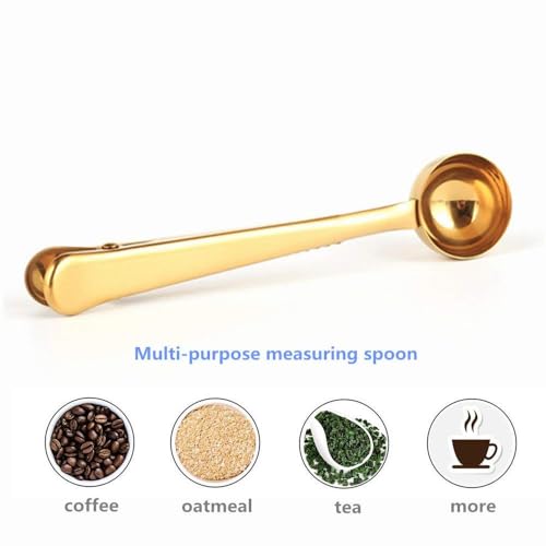 Bridge2shopping Stainless Steel Coffee Scoop with Bag Clip, Golden - Image 5