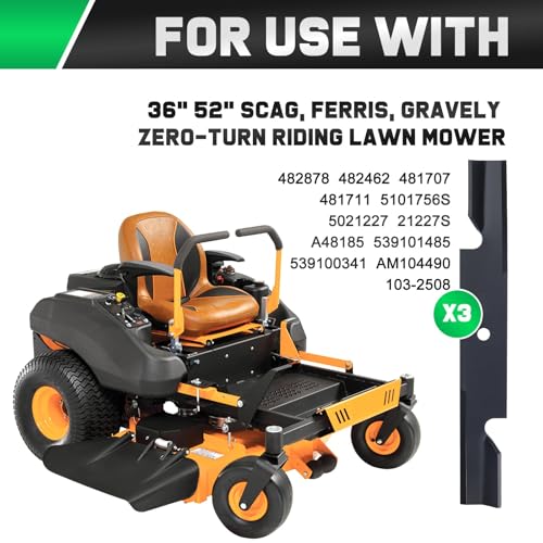 Grasscool 482878 Mower Blades for Scag Tiger Cub Wildcat Turf Tiger 36'' 52'' Deck Lawn Mower Replace Ferris 21227S 5101756s 5021227 Scag 482462 481711 48108 Encore 481707(3 Pack) - Image 2