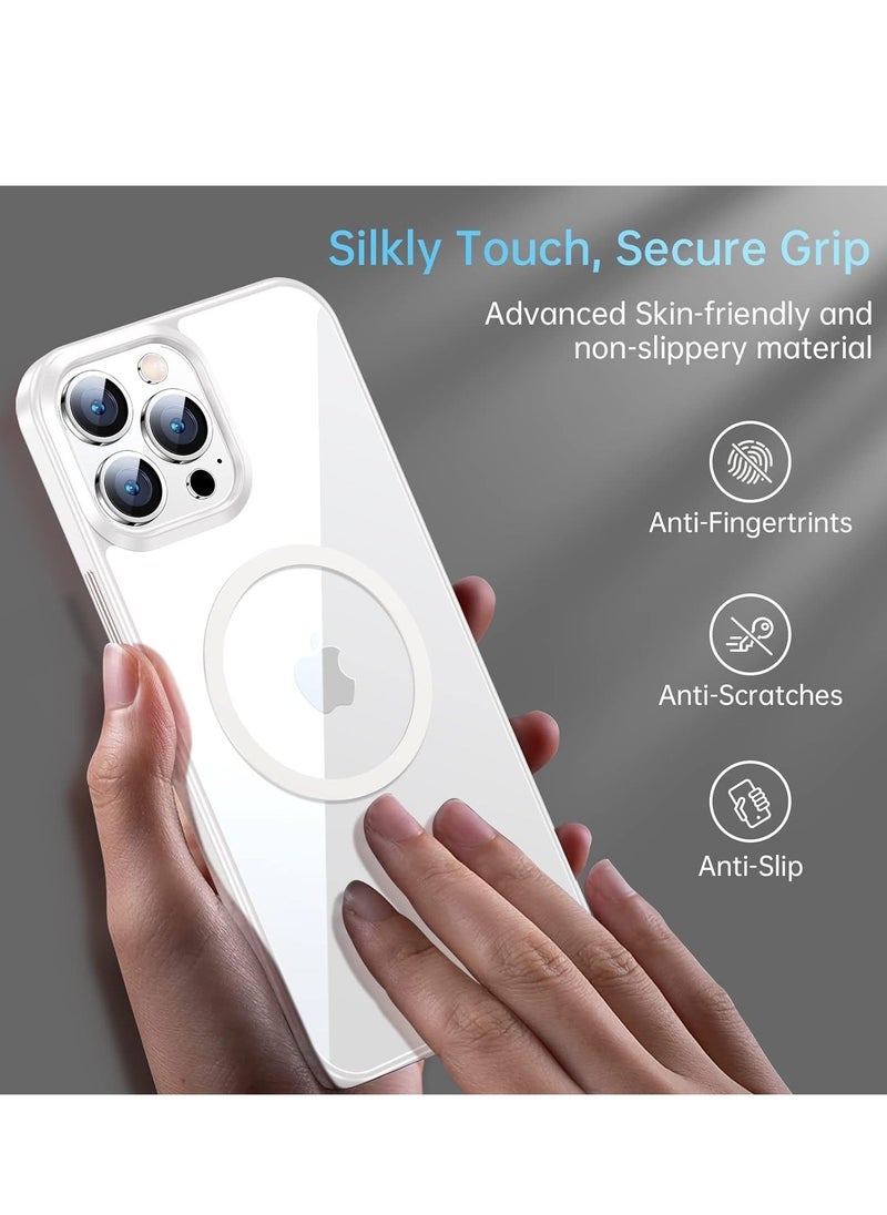 Built in Magnets Compatible with MagSafe Clear Hard PC Back Cover Soft TPU Frame Shockproof Protective Slim Bumper Case for iPhone 11 Pro Max white