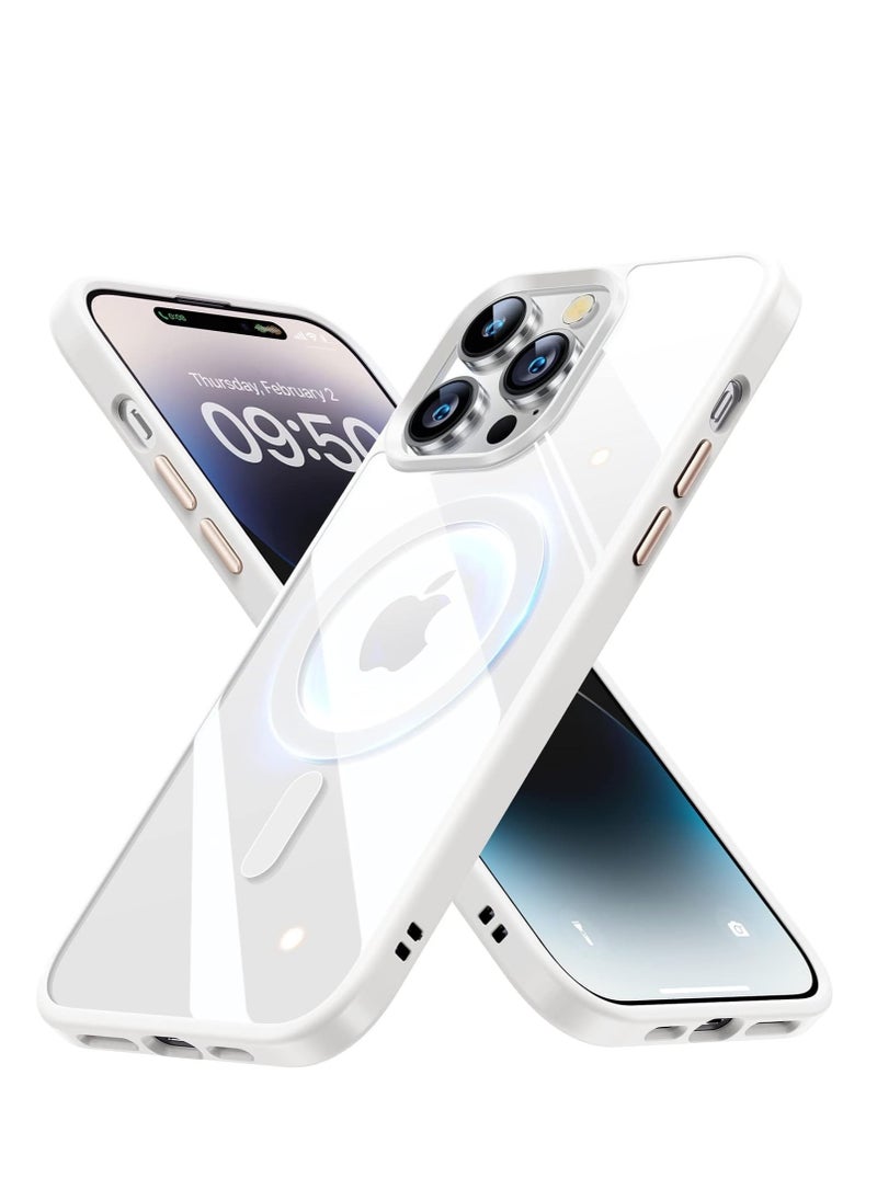 Built in Magnets Compatible with MagSafe Clear Hard PC Back Cover Soft TPU Frame Shockproof Protective Slim Bumper Case for iPhone 11 Pro Max white