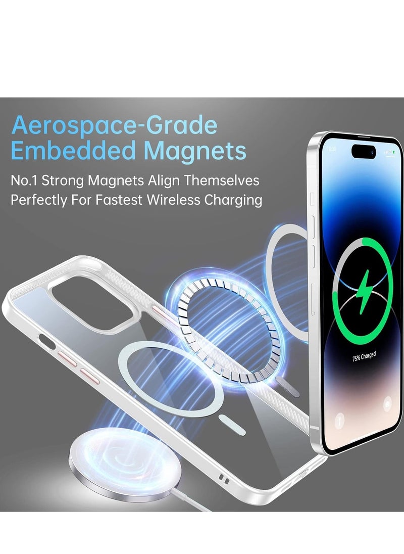 Built in Magnets Compatible with MagSafe Clear Hard PC Back Cover Soft TPU Frame Shockproof Protective Slim Bumper Case for iPhone 11 Pro Max white