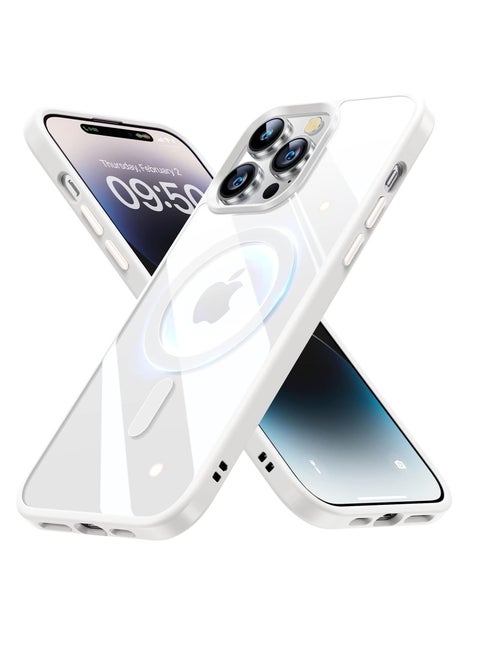 Built in Magnets Compatible with MagSafe Clear Hard PC Back Cover Soft TPU Frame Shockproof Protective Slim Bumper Case for iPhone 11 Pro Max white
