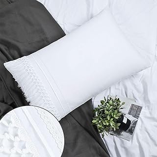 YINFUNG YINFUNG Boho Pillow Shams Standard White Macrame Tassel Pillowcase Set of 2 Fringe Crochet Decorative Tufted Cute  - Image 1