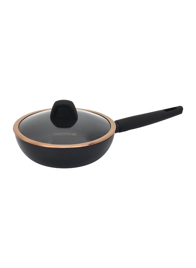 Royalford Premium Diamond Series 24 cm Wok Pan RF12635 Forged Aluminum Wokpan, Swiss Made PFLOUN Nonstick Coating, Stylish Design Bakelite Handle - Image 1