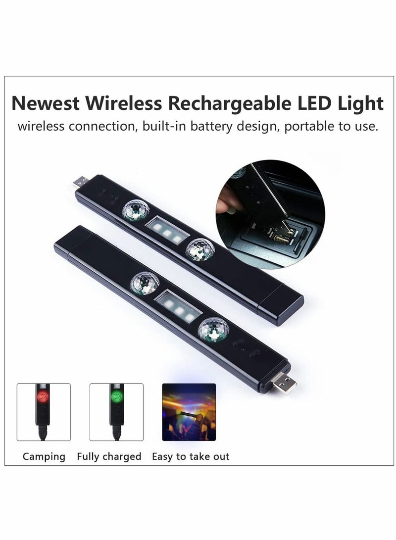 SYOSI RGB Wireless LED Lights, Rechargeable Car Interior Ambient Lighting Accessories, Voice-Activated Underdash Lighting Kits with Remote, 2pcs - Image 3