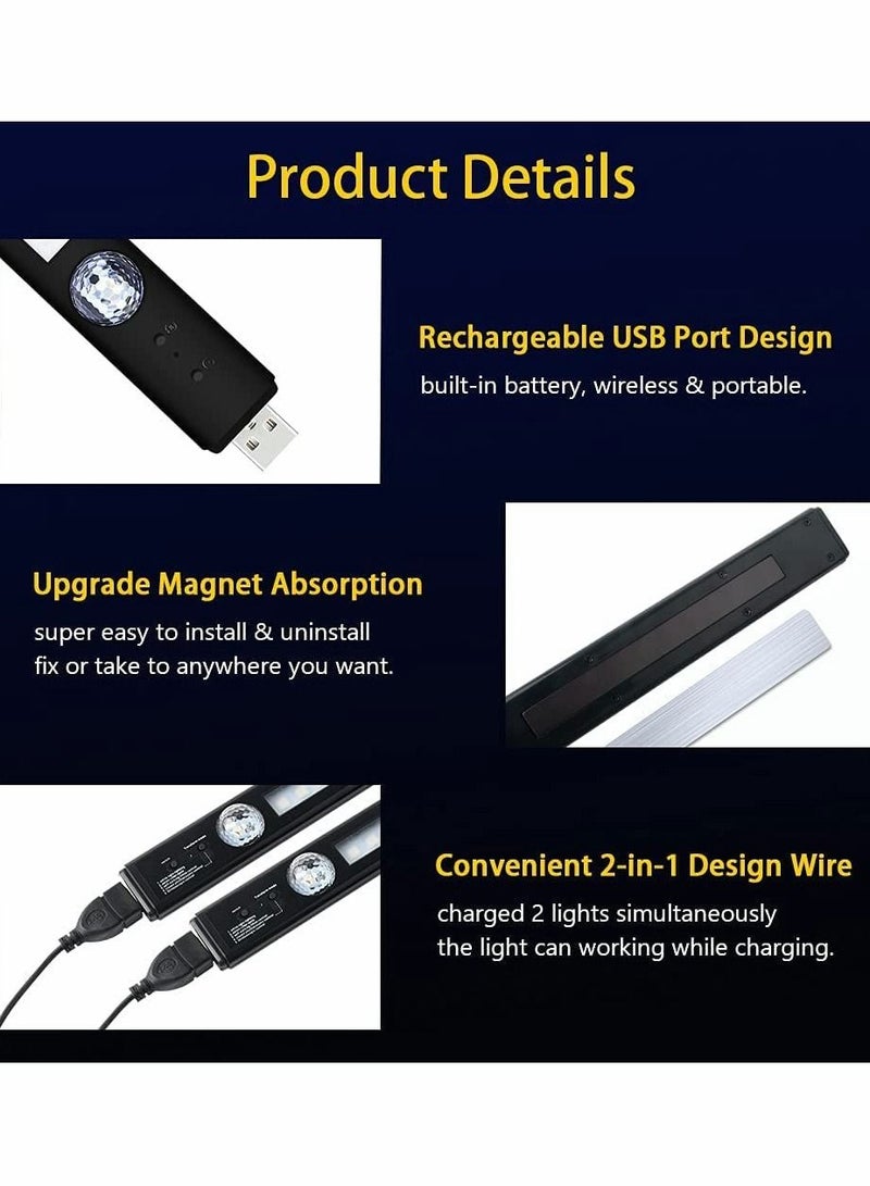 SYOSI RGB Wireless LED Lights, Rechargeable Car Interior Ambient Lighting Accessories, Voice-Activated Underdash Lighting Kits with Remote, 2pcs - Image 4