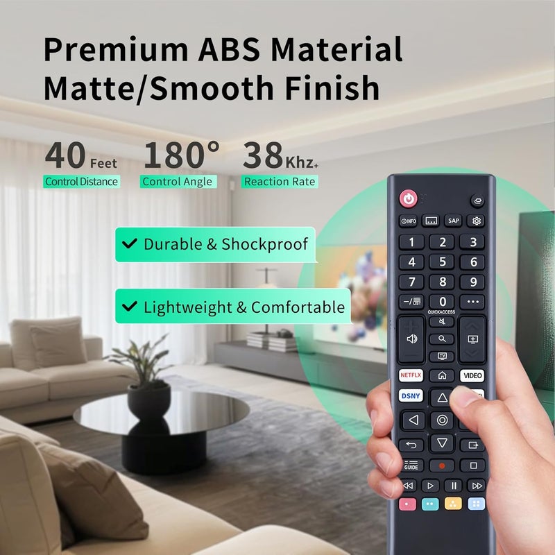 جهاز تحكم عن بعد عالمي متوافق مع جميع تلفزيونات LG الذكية LED OLED NanoCell QNED LCD WebOS 4K 8K UHD HDTV HDR مع مفاتيح تطبيقات Netflix وPrime Video وDisney+ وLG Channels (AKB76037601) - Image 3