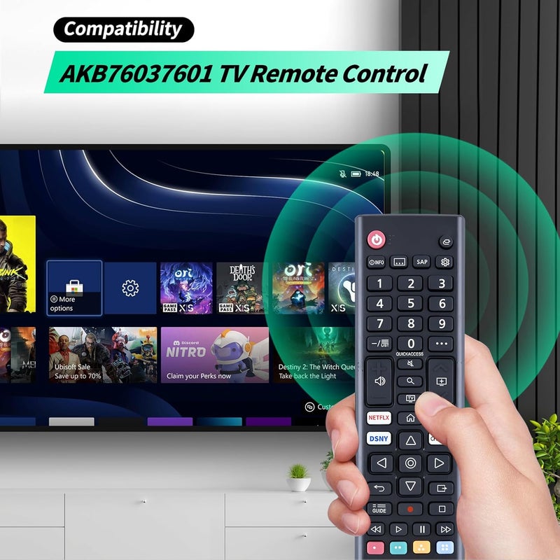 جهاز تحكم عن بعد عالمي متوافق مع جميع تلفزيونات LG الذكية LED OLED NanoCell QNED LCD WebOS 4K 8K UHD HDTV HDR مع مفاتيح تطبيقات Netflix وPrime Video وDisney+ وLG Channels (AKB76037601) - Image 2
