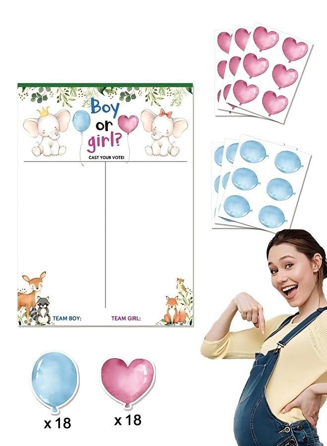 Baby Gender Reveal Board, Party Supplies Kit with Decorations Games Voting Poster Board Stickers, 18Pcs Boy and Girl Stickers for Party Guests Cast Your Vote Game - Image 1