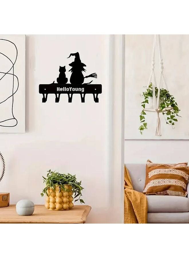 Black Metal Cat Hook Wall Mounted Storage Organizer 9x7 1 Inches Industrial Home Decor - Image 5