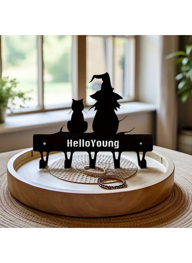 Black Metal Cat Hook Wall Mounted Storage Organizer 9x7 1 Inches Industrial Home Decor - Image 2