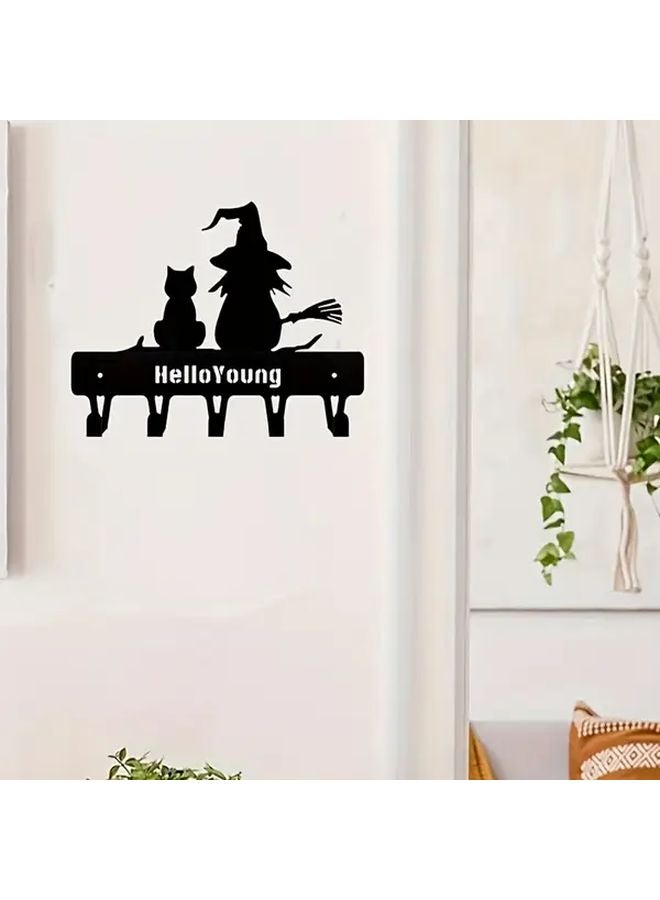 Black Metal Cat Hook Wall Mounted Storage Organizer 9x7 1 Inches Industrial Home Decor - Image 3