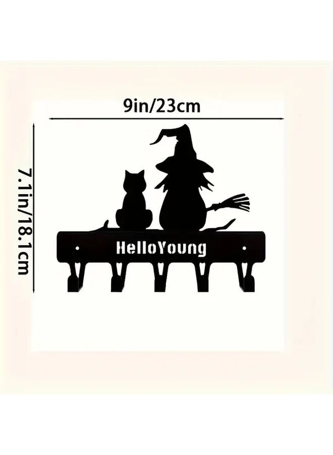 Black Metal Cat Hook Wall Mounted Storage Organizer 9x7 1 Inches Industrial Home Decor - Image 4