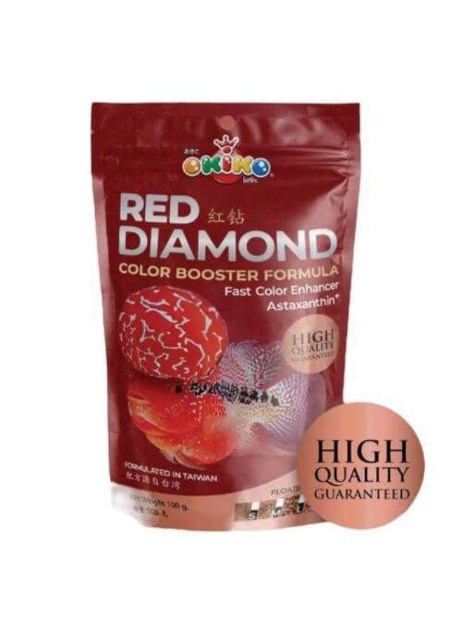 OKIKO OKIKO Red Diamond 100g Color Booster Formula Fast Color Enhancer Astaxanthin Plus Flower Horn Fish Food Medium Size  - Image 2