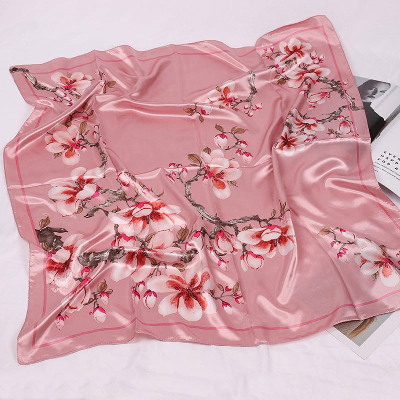 EIysee 35 x 35 Women's Fashion Pattern Large Square Silk Like Hair Scarf Head Sleeping Wrap Satin Neck Bandana for Gift (Magnolia - Pink)â€¦ - Image 3