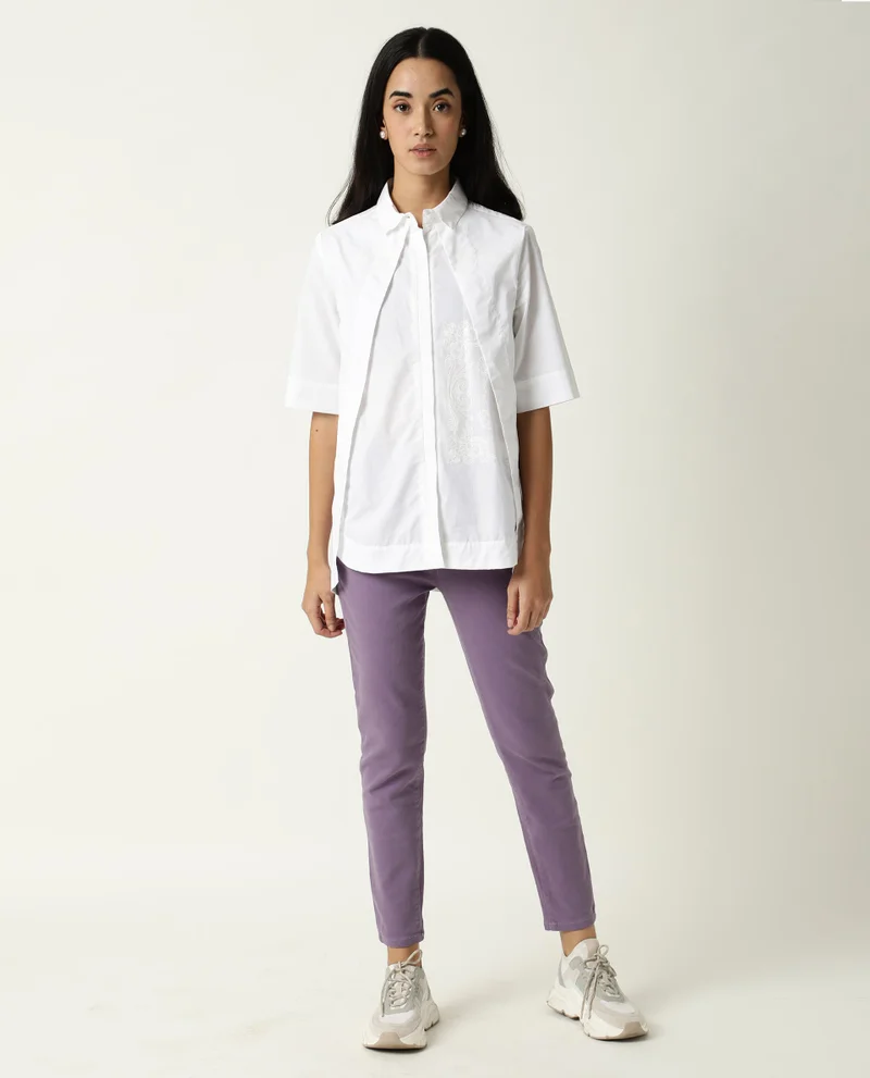 Rareism Women's Self Print Tailored Fit Shirt
