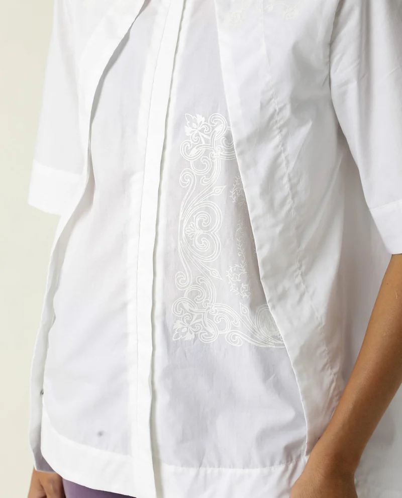 Rareism Women's Self Print Tailored Fit Shirt