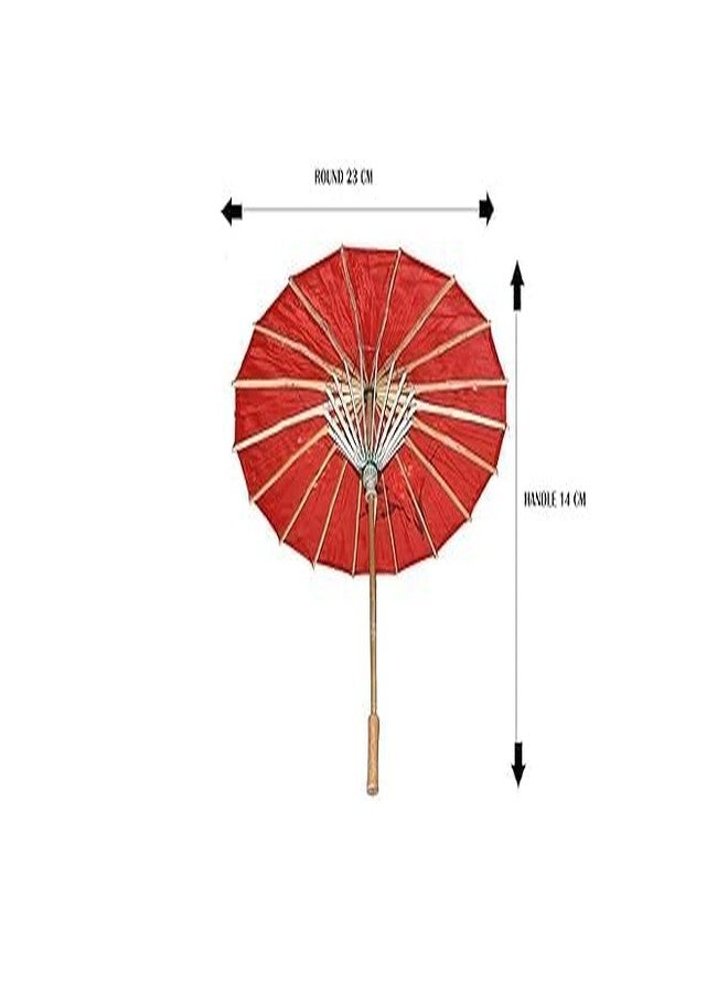 The Decor Affair مظلة رقص من الخيزران الأحمر بتصميم آسيوي تراثي مكونة من قطعة واحدة من ديكور أفير - مثالية للاحتفالات الثقافية والديكورات الاحتفالية وعروض الرقص. - Image 2