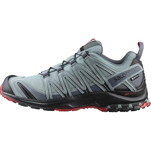 Salomon Men’s XA PRO 3D Gore-Tex Waterproof Trail Running Shoes - Lead/Black/Barbados Cherry - 10 - Image 1