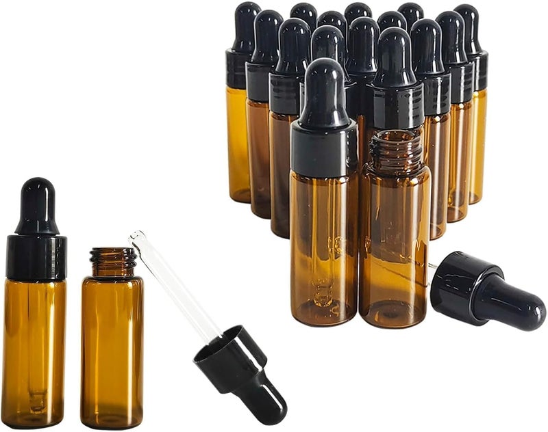 HZYH 50Pcs 5ml Sample Dropper Bottles, Amber Glass Dropper Bottles for Essential Oils Sample Cosmetic Perfume  Traveling - Image 5