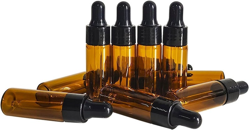 HZYH 50Pcs 5ml Sample Dropper Bottles, Amber Glass Dropper Bottles for Essential Oils Sample Cosmetic Perfume  Traveling - Image 4