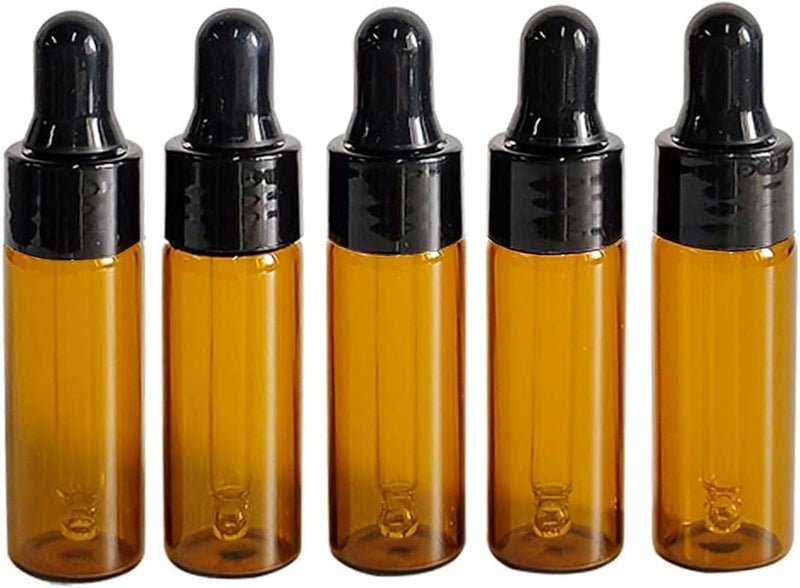 HZYH 50Pcs 5ml Sample Dropper Bottles, Amber Glass Dropper Bottles for Essential Oils Sample Cosmetic Perfume  Traveling - Image 2