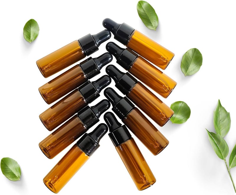 HZYH 50Pcs 5ml Sample Dropper Bottles, Amber Glass Dropper Bottles for Essential Oils Sample Cosmetic Perfume  Traveling - Image 3