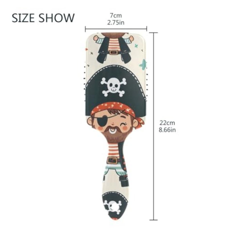 Cartoon Pirates Hair Brush for Men Women Detangling Hairbrush with Smooth Soft Touch Paddle for Massaging Scalp - Image 5