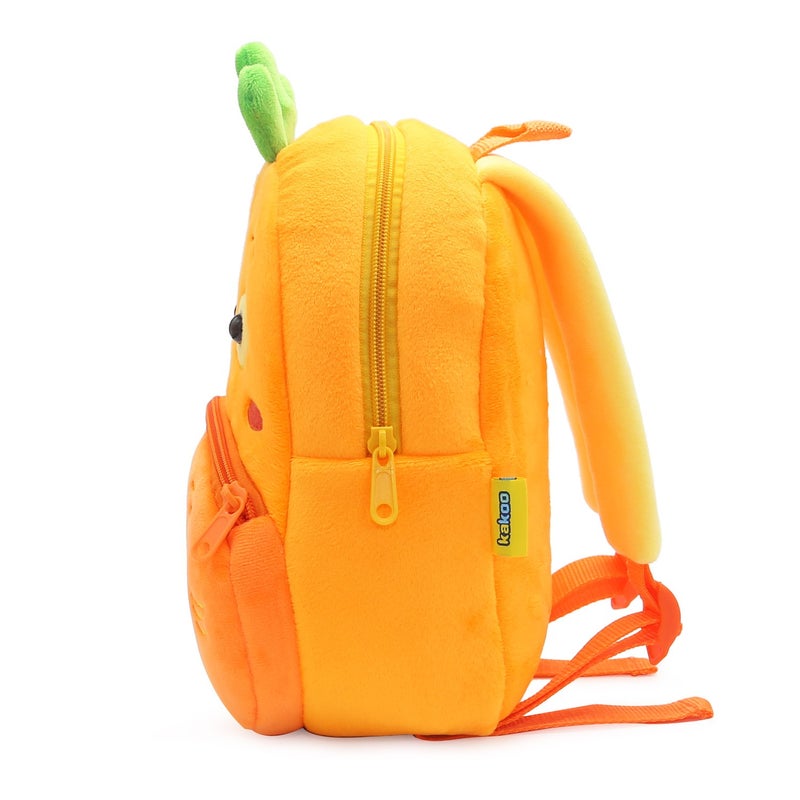 Plush Kids Backpack, Carrot Vehicle Design, Soft Lightweight School Bag for Toddlers and Preschool Kids - Image 3