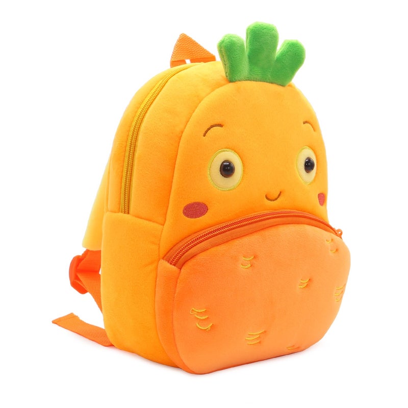 Plush Kids Backpack, Carrot Vehicle Design, Soft Lightweight School Bag for Toddlers and Preschool Kids - Image 4