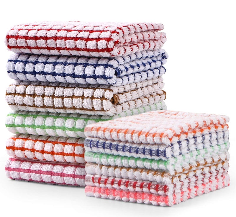 AOTBAT Kitchen Towels and Dishcloths Set 16 x 25 12 12 Set of Bulk Cotton Dish for Washing Dishes Rags Everyday Cooking Baking