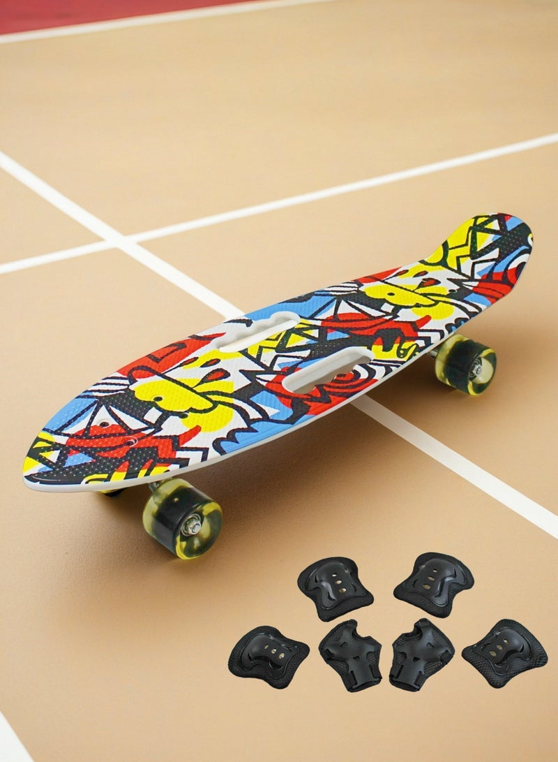 EASY FUTURE Complete Kids Skateboard – Penny Board Cruiser Short Board for Youth Ages 6-12, Teens & Beginners Learning to Skate Including Protective Gear Set - Image 1