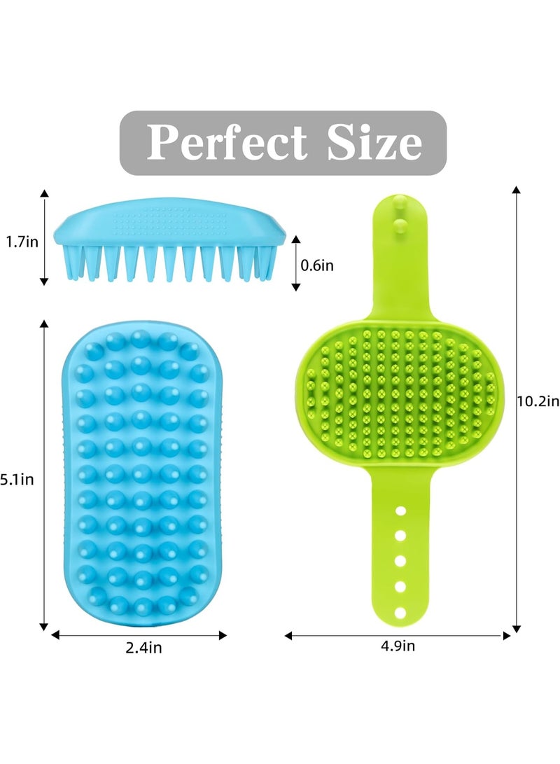2PCS Dog Bath Brush | Dog Scrubber for Bath | Dog Shampoo Brush | Dog Washing Brush | Dog Shower Brush with Adjustable Handle,Suitable for Pets Deshedding, Washing, Massaging & Grooming (Green Blue) - Image 5