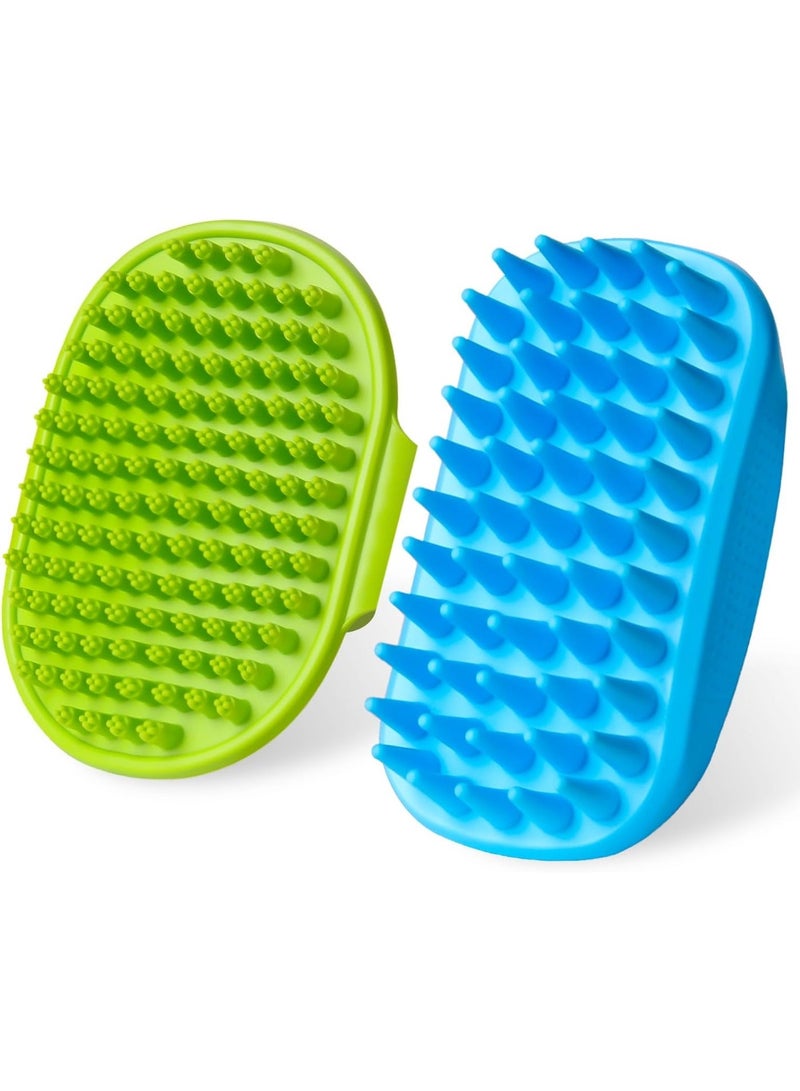 2PCS Dog Bath Brush | Dog Scrubber for Bath | Dog Shampoo Brush | Dog Washing Brush | Dog Shower Brush with Adjustable Handle,Suitable for Pets Deshedding, Washing, Massaging & Grooming (Green Blue) - Image 1