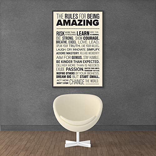 Inephos The Rules for Being Amazing Quotes Poster | Motivational Posters for Offices (Size: 8 inch X 12 inch, Framed, Laminated Print)( Beige) - Image 1