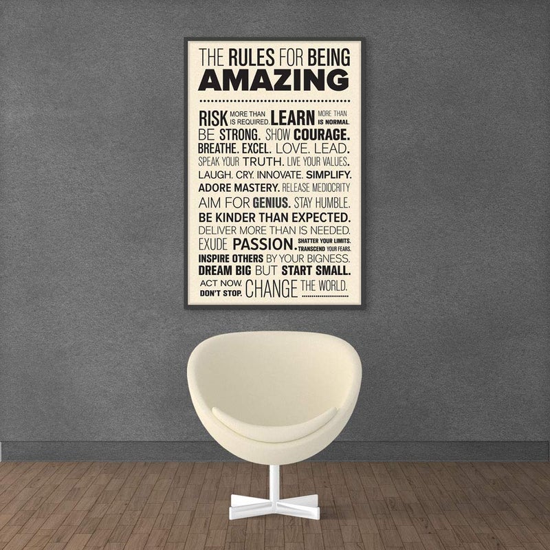 Inephos The Rules for Being Amazing Quotes Poster | Motivational Posters for Offices (Size: 8 inch X 12 inch, Framed, Laminated Print)( Beige) - Image 4