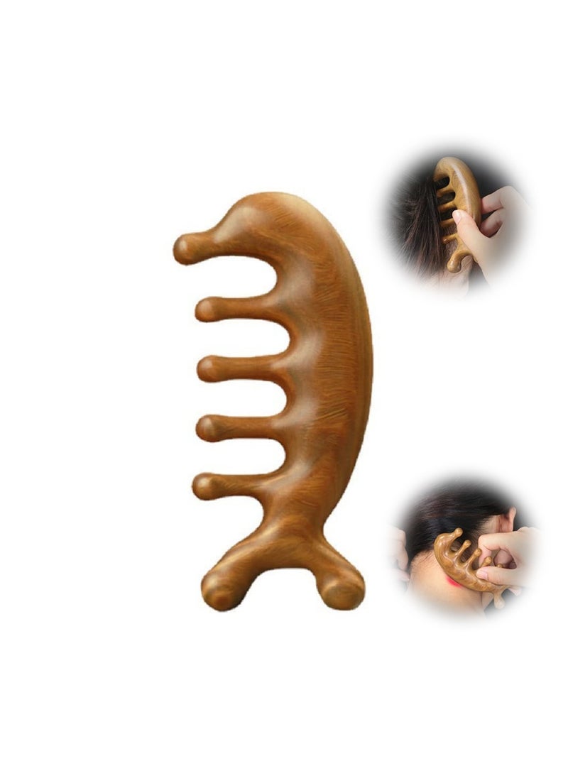 SYOSI Green Sandalwood Multifunctional Massage Comb, Head Massage Comb, Wooden Massage Comb, Gua Sha Scraping Scalp and Hair Massage, Scalp Stimulator, Facial Body Massager  - Image 1
