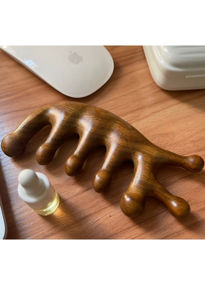 SYOSI Green Sandalwood Multifunctional Massage Comb, Head Massage Comb, Wooden Massage Comb, Gua Sha Scraping Scalp and Hair Massage, Scalp Stimulator, Facial Body Massager  - Image 2