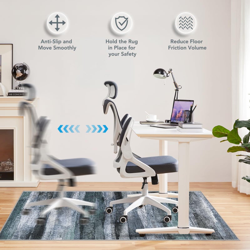 Lreedy Office Chair Mat for Hardwood Floor&Tile Floor,36"X 48" Heavy Duty Desk Chair Mat for Hard Floors,Under Desk Rug for Rolling Computer Chair,Anti Slip,Low Pile Carpet Floor-Abstract Dark Grey - Image 5