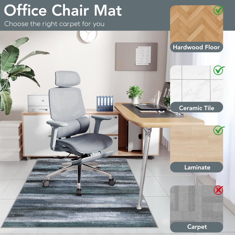 Lreedy Office Chair Mat for Hardwood Floor&Tile Floor,36"X 48" Heavy Duty Desk Chair Mat for Hard Floors,Under Desk Rug for Rolling Computer Chair,Anti Slip,Low Pile Carpet Floor-Abstract Dark Grey - Image 3