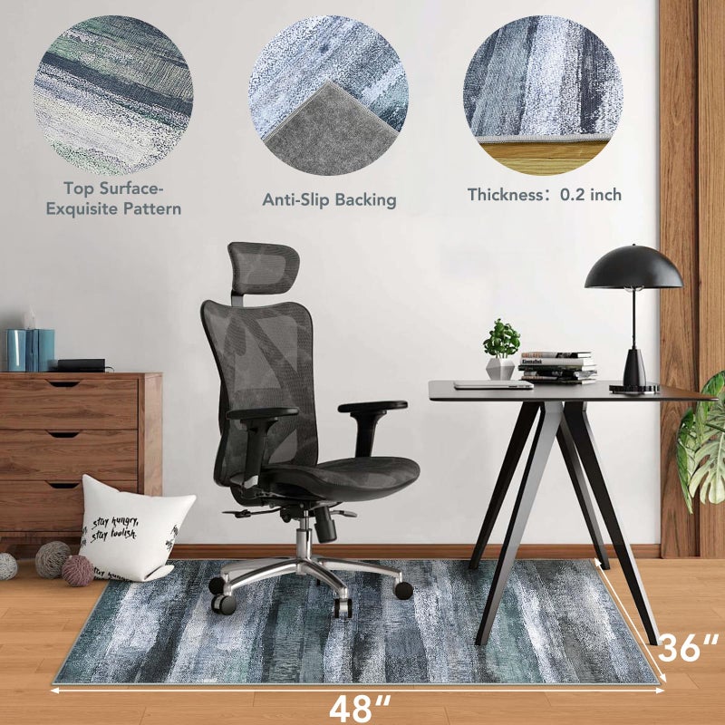 Lreedy Office Chair Mat for Hardwood Floor&Tile Floor,36"X 48" Heavy Duty Desk Chair Mat for Hard Floors,Under Desk Rug for Rolling Computer Chair,Anti Slip,Low Pile Carpet Floor-Abstract Dark Grey - Image 2