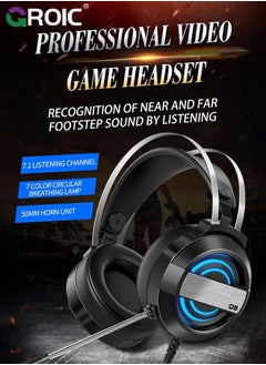 GROIC Black Wired Gaming Headset for PS4/PS5/PC/Xbox One, Ergonomic Design Over Ear with Stereo Microphone Sound, Computer USB Jack & RGB  - Image 2
