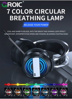 GROIC Black Wired Gaming Headset for PS4/PS5/PC/Xbox One, Ergonomic Design Over Ear with Stereo Microphone Sound, Computer USB Jack & RGB  - Image 4