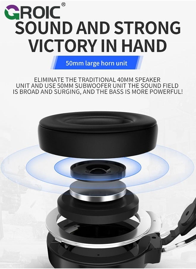 GROIC - Black Wired Gaming Headset for PS4/PS5/PC/Xbox One, Ergonomic Design Over Ear with Stereo Microphone Sound, Computer USB Jack & RGB - Image 1