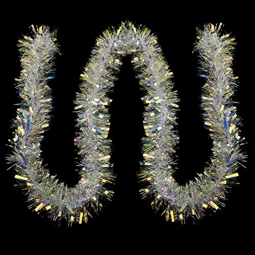 CCINEE Decora White Tinsel Garland for Christmas Tree Decorations Wedding Birthday Party Supplies 19 Feet - Image 1